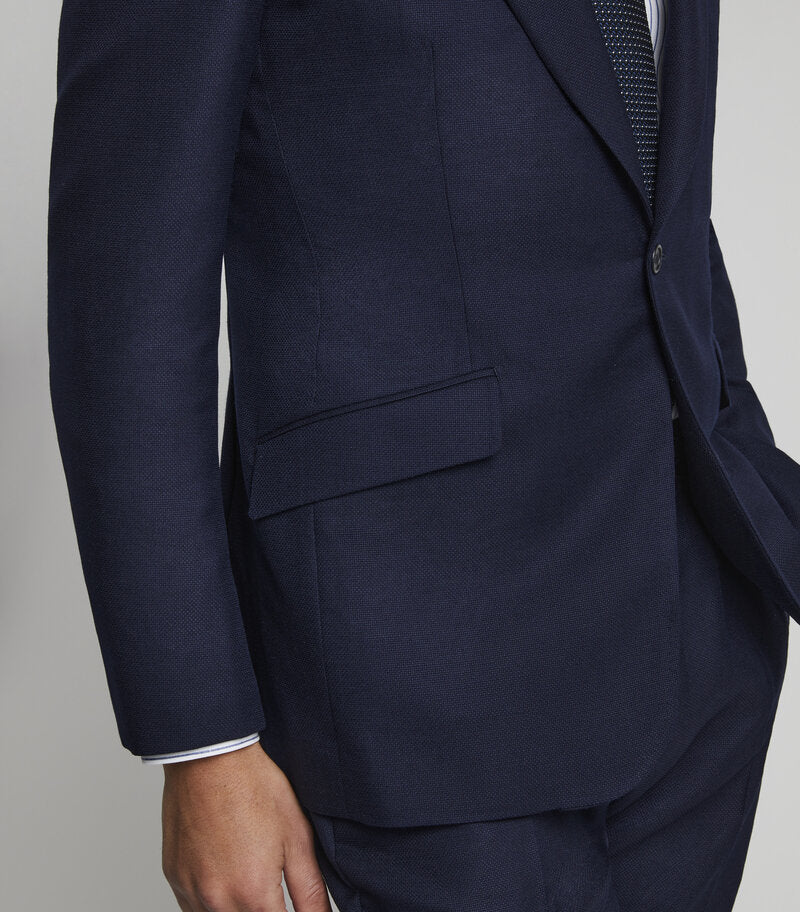 Navy Wool Hopsack Suit - Image 4