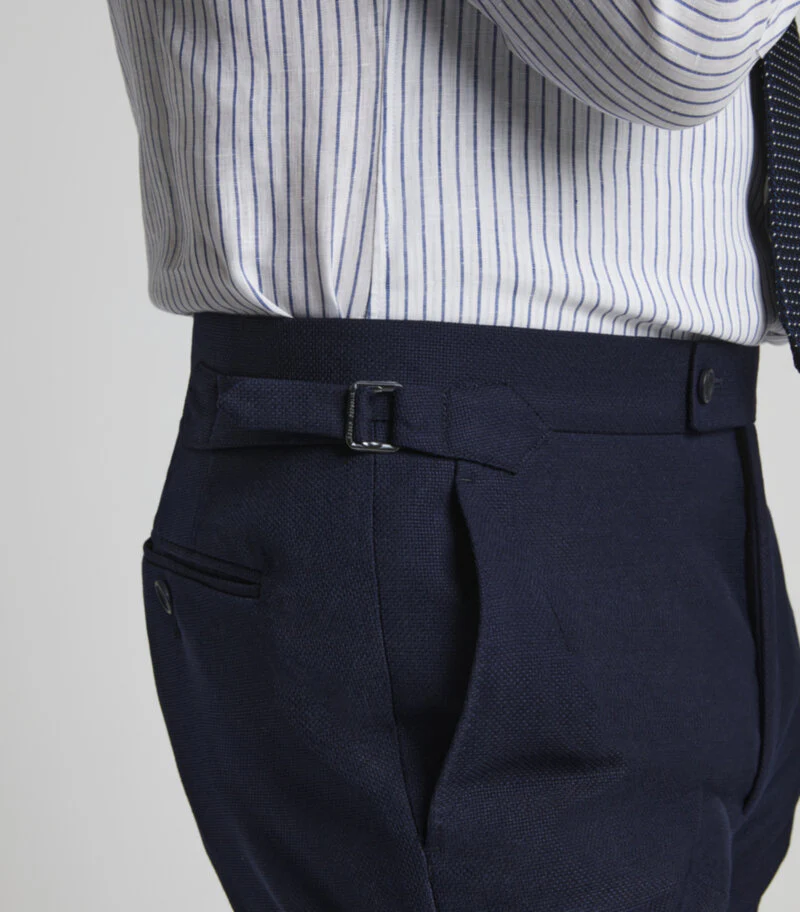 Navy Wool Hopsack Suit - Image 6
