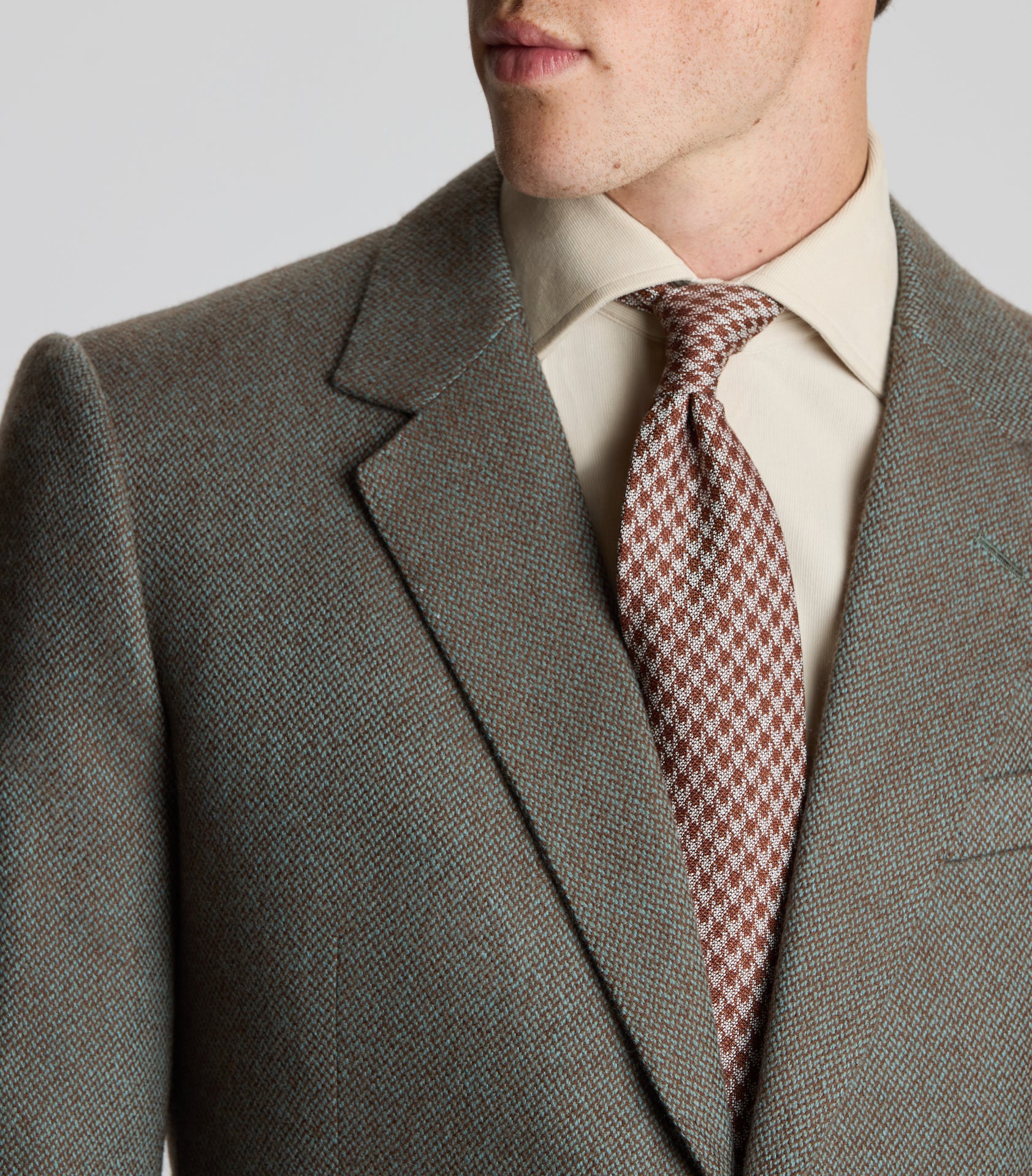 Sea Green/Amber Cashmere Broken Twill Single Breasted Jacket - Image 3
