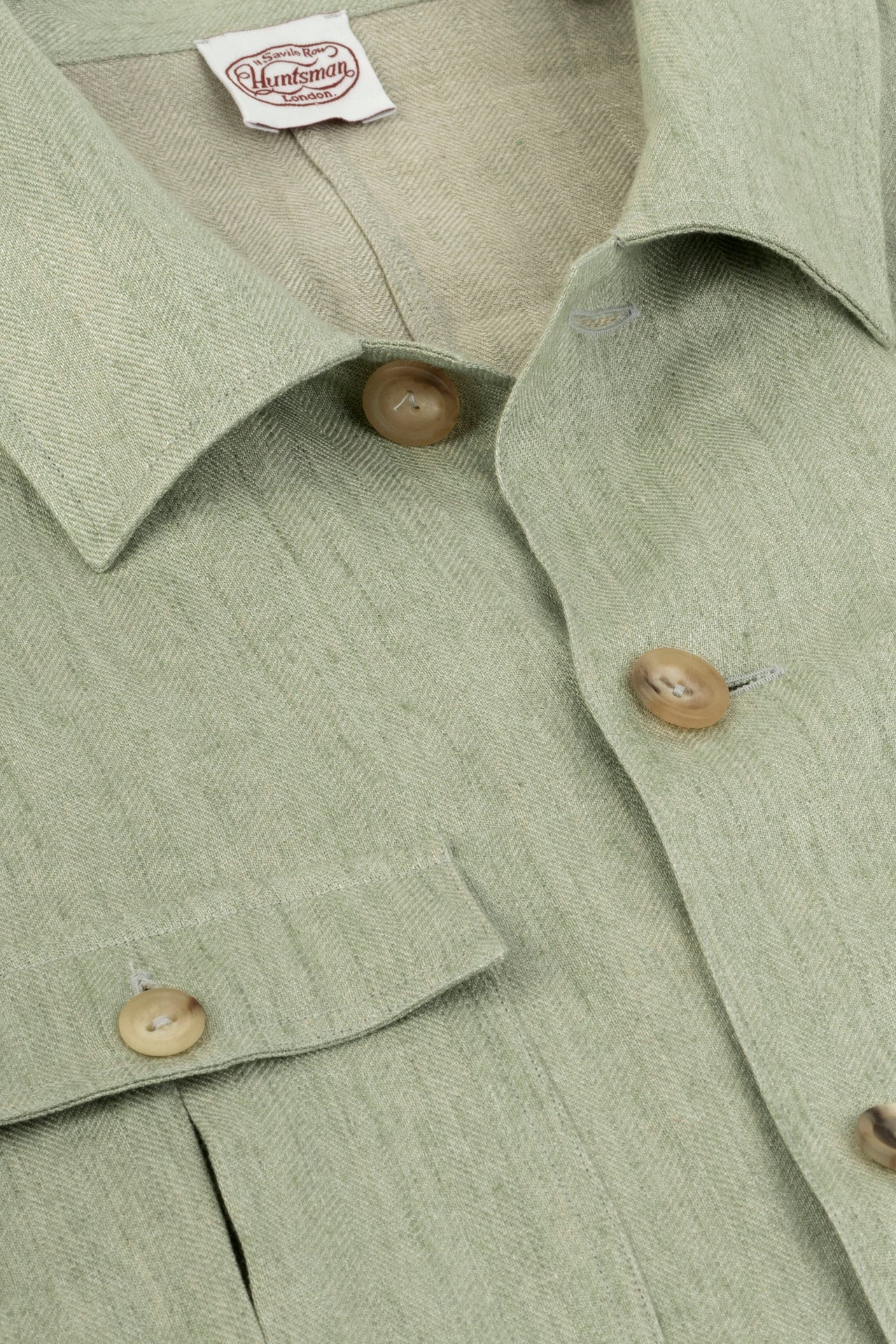 Seagreen Linen Herringbone Safari Jacket - Image 3