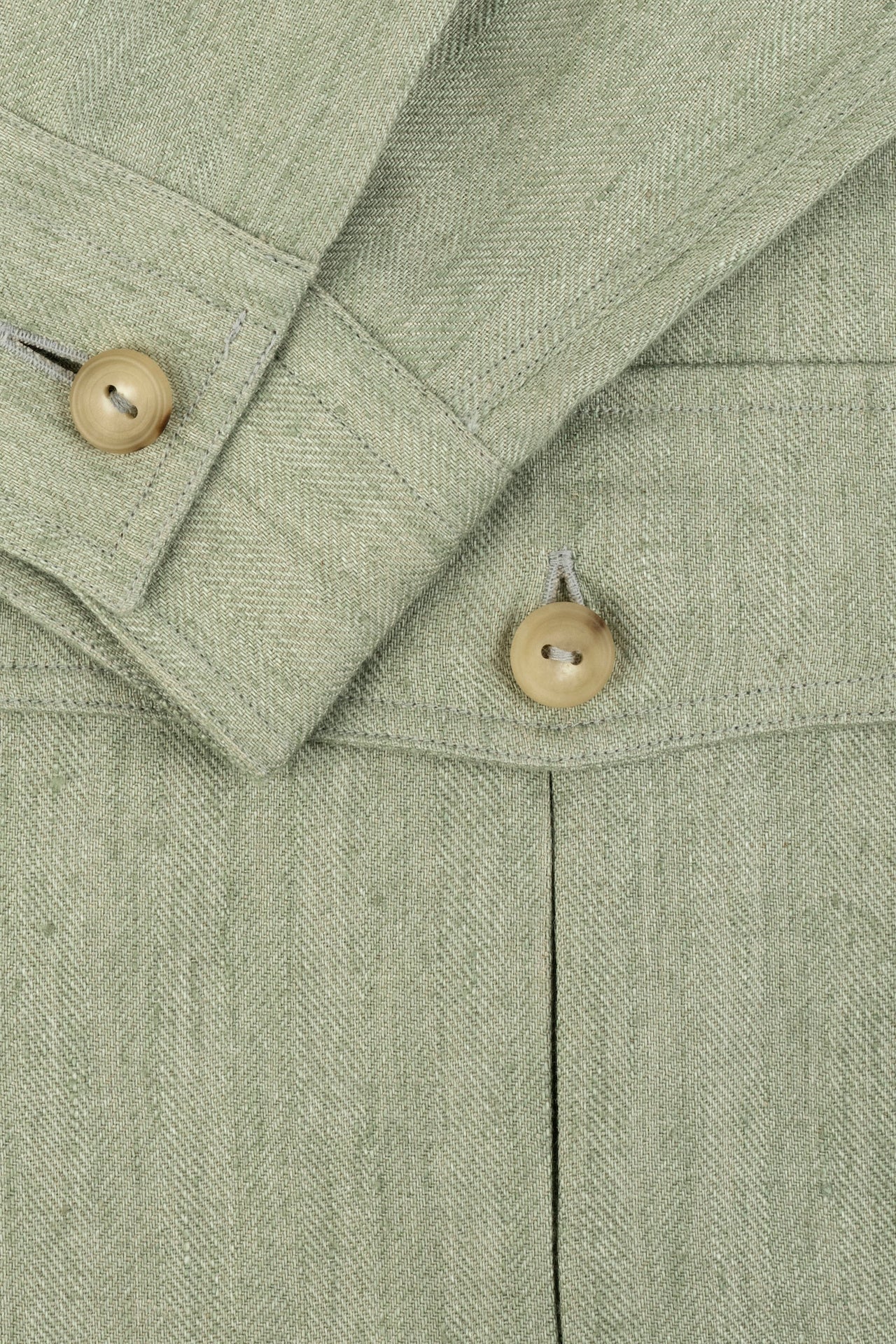 Seagreen Linen Herringbone Safari Jacket - Image 4