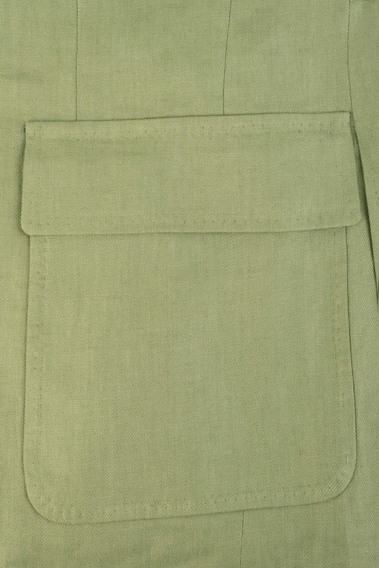 Sea Green Linen Single Breasted Patch Pocket Jacket - Image 5