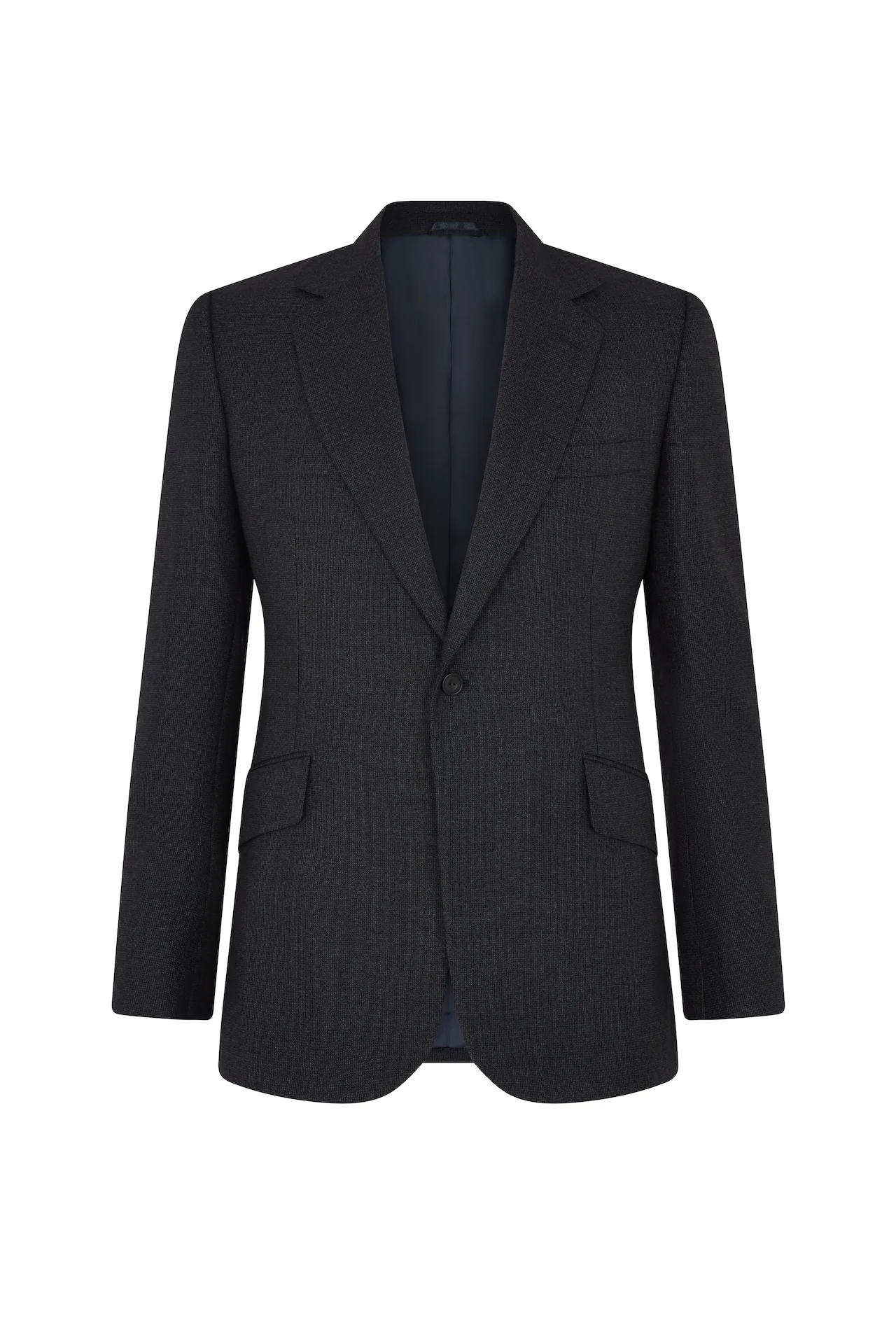 Navy Semi Plain Single Breasted Suit - Image 3