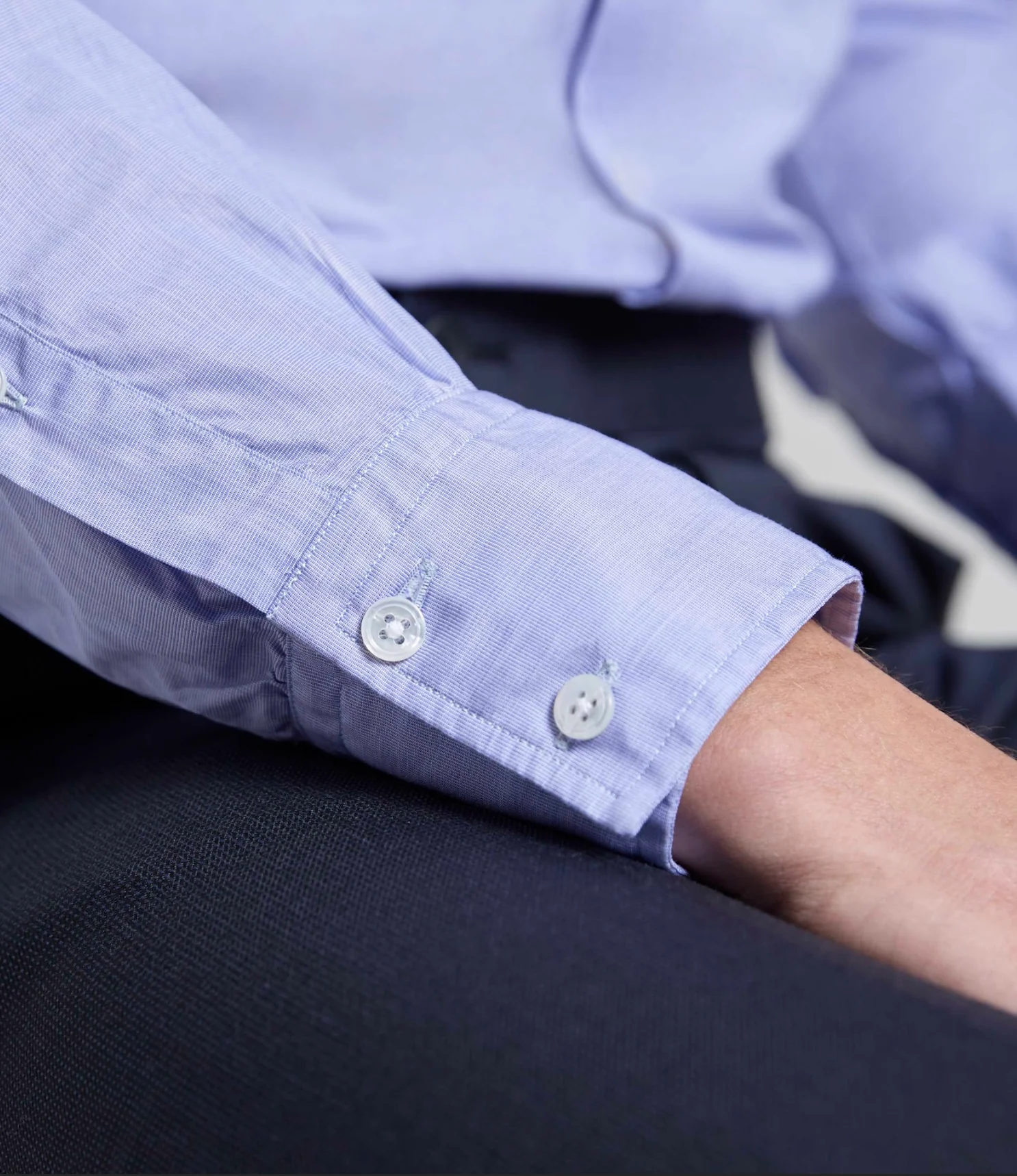 Sky Cotton End on End Single Cuff Shirt - Image 3