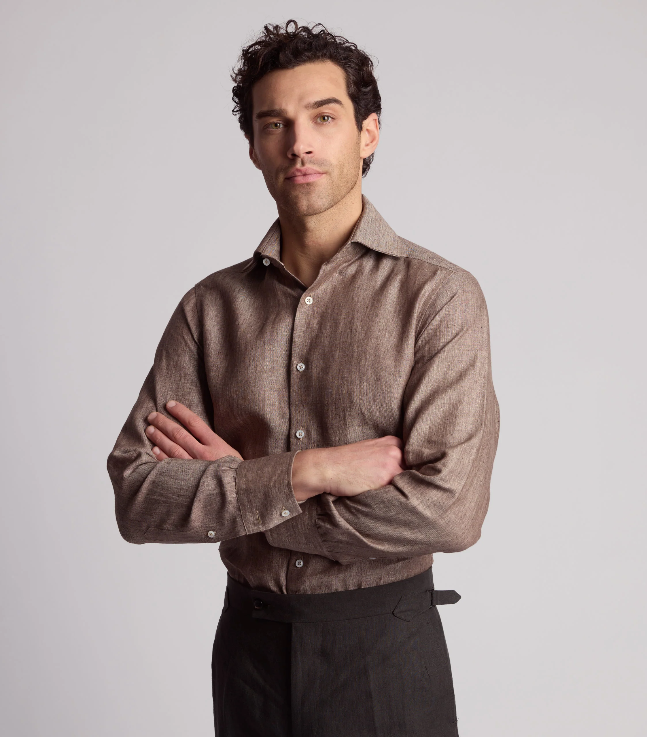 Tan Chambray Linen Shirt - Image 5