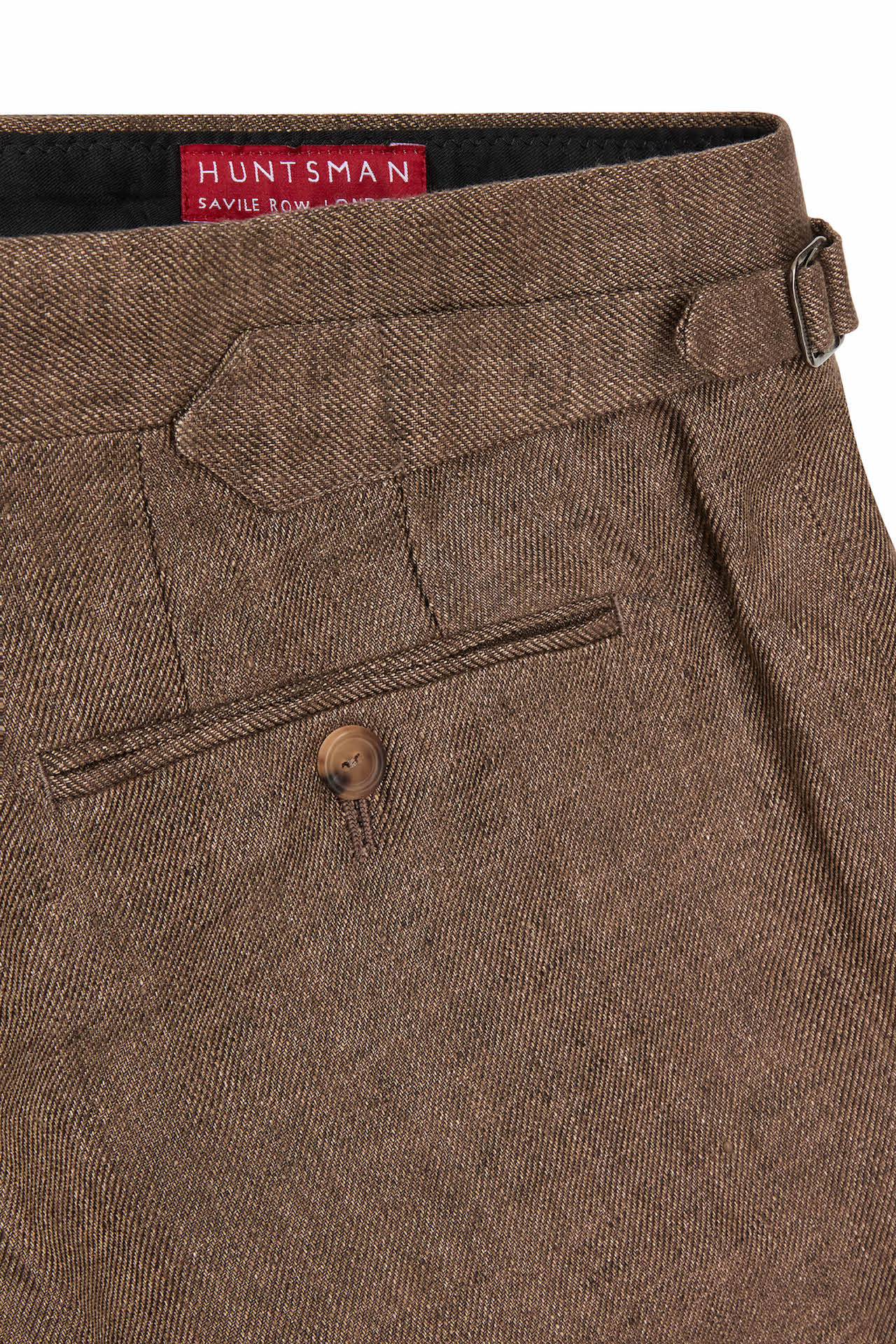 Tan Linen Twill Trousers - Image 3