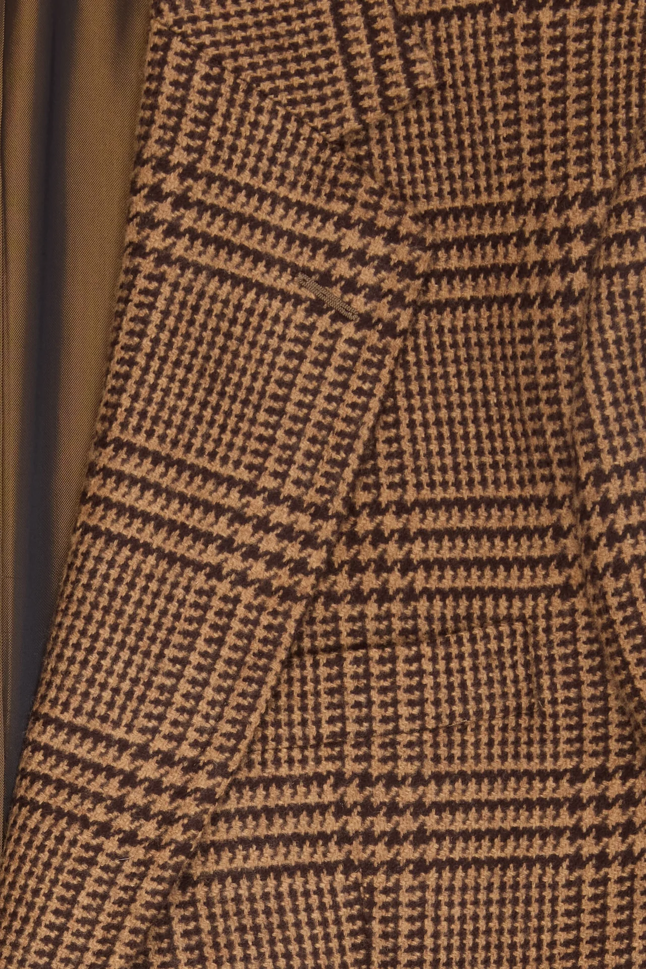 Toffee/Brown Glen Check Wool Patch Pocket Single Breasted Jacket - Image 3