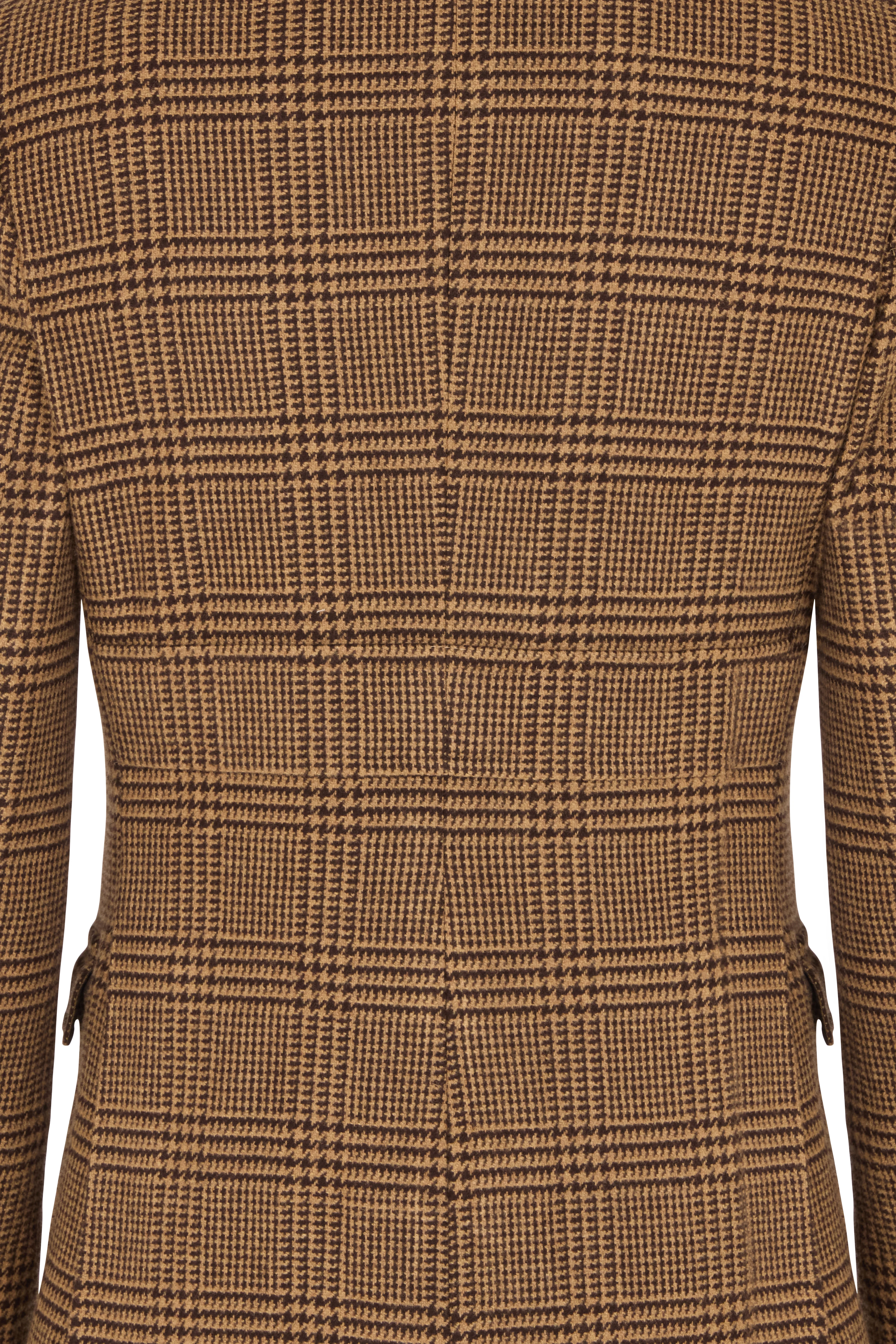 Toffee/Brown Glen Check Wool Patch Pocket Single Breasted Jacket - Image 4