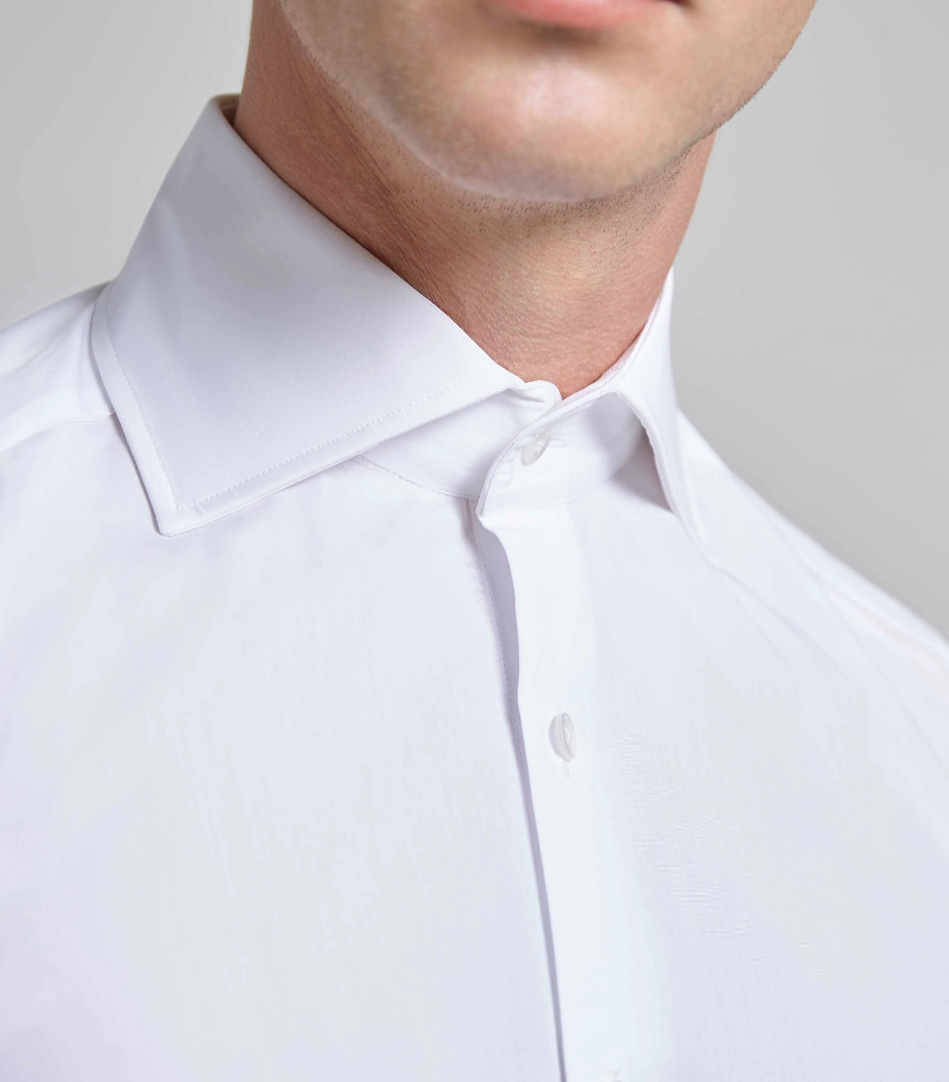 White Cotton Single Cuff Shirt - Image 3