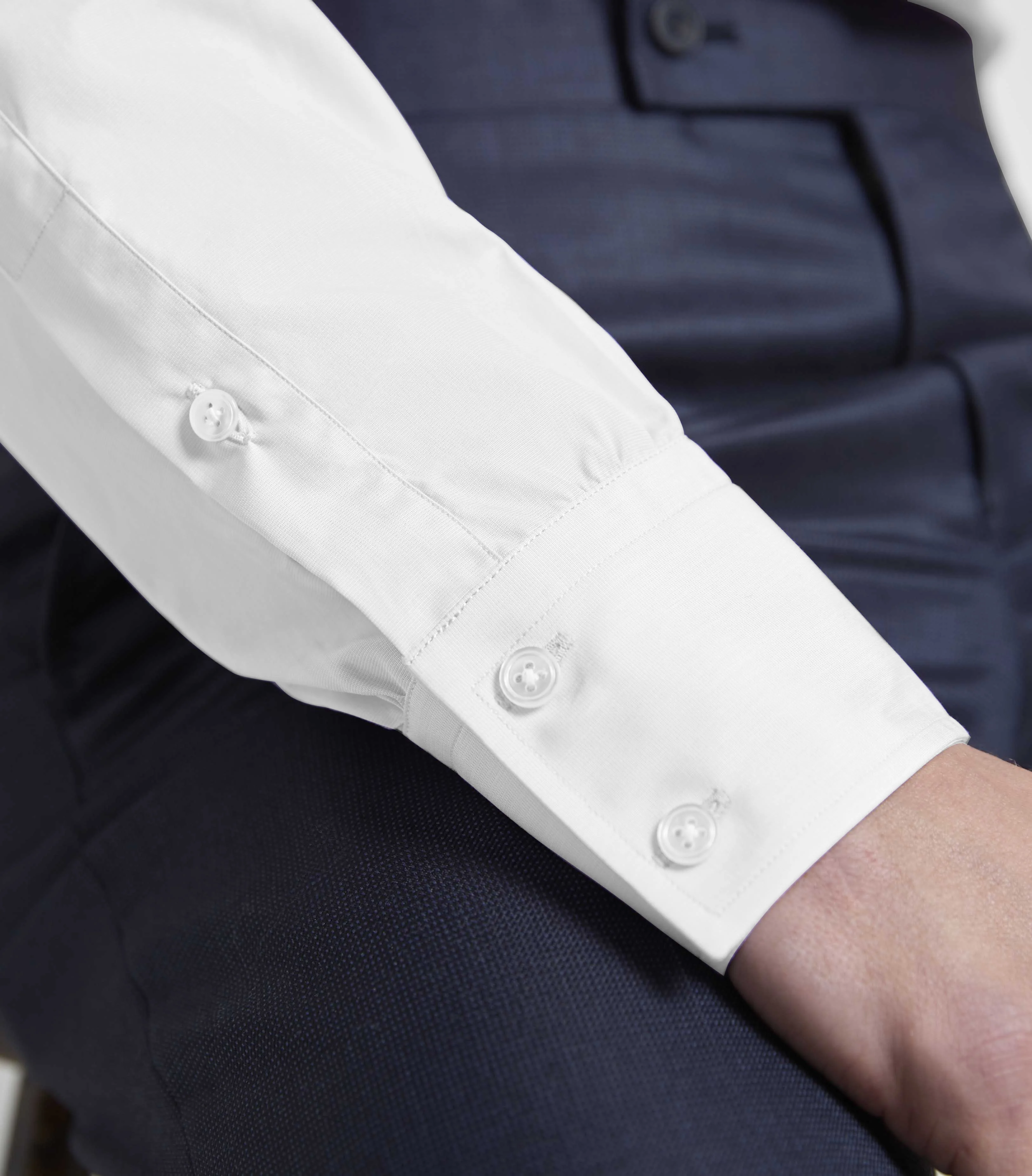 White Cotton Single Cuff Shirt - Image 4